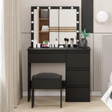 Garvee Makeup Vanity Desk with LED Mirror - Makeup Table with +Adjustable Brightness, 3 Light Modes, 4 Drawers, Charging Board, Large Desktop, Black - Black