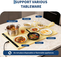 GARVEE 2-Zone Heating Food Mat - 24"X15" Warming Mat for Food Rollable Full-Surface Warmer with 6 Temp Settings & 3H Timer, Anti-Slip Heat-Insulated Pad for Meals (Cream)