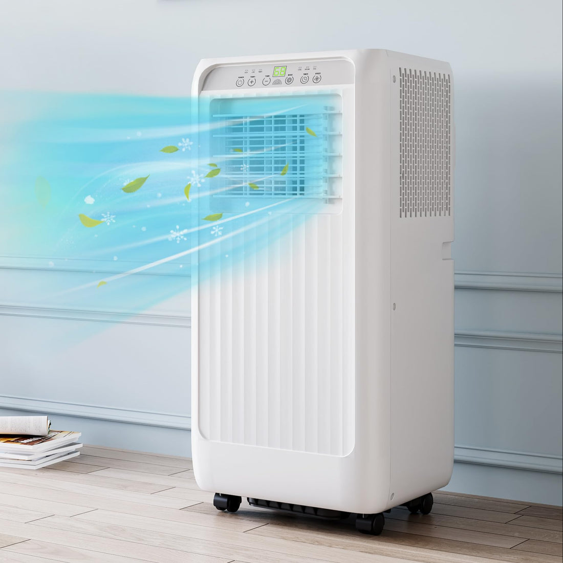 8000 BTU portable AC and fan, energy-efficient cooling for 250-350 sq.ft spaces