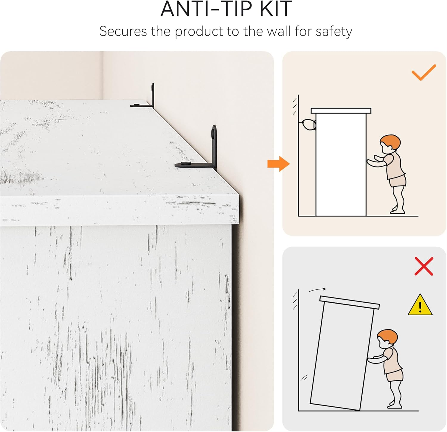 Garvee 3 Tier Bookcase, Farmhouse Book Shelf with Storage Open Display Bookshelves, 43.3" Low Book Case Wooden 3 Shelf Bookcase Home Decor Furniture for Home Office, Living Room, Bed Room - White