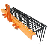Garvee 72 Inch 6FT Pine Straw Needle Rake, 8mm 30pcs Coil Spring Tines, 3 Point Straw Rake, Durable Powder Coated Steel Spring Landscape Rake Fit for Cat1 Tractors - Orange+Black - Orange