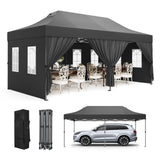 Garvee 10'x20' Heavy Duty Instant Pop Up Canopy Tent for Events, Gray Color with Easy Setup, Includes Roller Bag & Sand Bags for Outdoor Gatherings