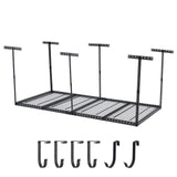 Garvee 4x8 FT Overhead Garage Storage Rack, 22"-40" Height Adjustable Ceiling Storage Rack 660lbs Weight Capacity, Heavy Duty Metal Hanging Storage Shelves for Garage (Black, Vertical Post x 6) - black