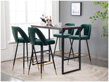 Garvee Velvet Upholstered Bar Stools With Nail Head Decoration, Counter Height Pub Chairs, Green - Green
