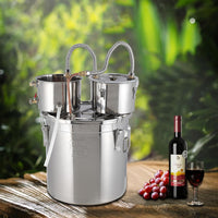 Garvee 8 Gal / 30L Alcohol Still, Stainless Steel Home Distillation Kit with Copper Tube and Built-In Thermometer, 3 Pots Multifunctional Wine Making Kit for Diy Whiskey Wine Brandy