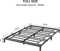 Garvee 8 Inch Full Bed Frame No Box Spring Needed, Heavy Duty Metal Platform Bed Frame Full Size for Bedroom Easy Assembly, Noise Free, Black, Full