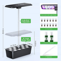 12 Pods Hydroponics Growing System Indoor Garden Kit with 36W 5 Color LED Grow Light