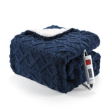 Garvee Electric Blanket Twin Size - Thick Tufted Sherpa Heated Blanket Twin with 6 Heating Levels and 8 Time Settings, UL Certified Machine Washable Fast Heating Blanket Twin 62"×84", Navy Blue - Navy Blue