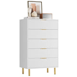 Garvee Black 5 Drawer Dresser Modern Organizer Wood Metal Legs - White