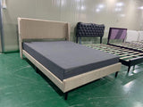Garvee King Upholstered Bed Frame Velvet Wingback Headboard Wooden Slat Support Easy Assembly Box Spring Optional - Light Grey - 12