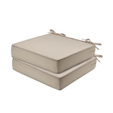 Garvee 600D Waterproof Oxford Fabric 22"×22"×4" Patio Seat Cushions, Outdoor Chair Pad with Ties for Garden Sofa, Khaki Set of 2 - Khaki