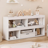 Garvee 5 Cubes Kids Bookshelf with Drawer Wooden Toy Storage Organizer Playhouse Storage Cabinet Shelves Cabinet for Playroom, Classroom, Nursery, Kids Room