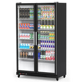 Garvee Commercial Refrigerator, Glass Door with LED Lighting - Upright Beverage Display Cooler for Home, Store, Gym, or Office, Featuring Double Swing Doors and 39 cu.ft - Black