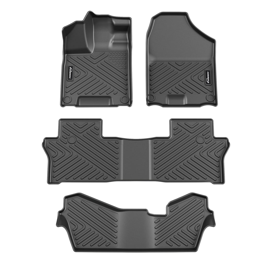 Garvee Floor Mats for Honda Pilot 2016-2022, TPE All Weather Custom Fit Floor Liners, Front 1st & 2nd & 3rd Row, Black