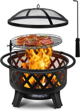 Garvee 30 inch Wood Burning Fire Pit with Grill and Spark Screen