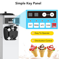 1200W Commercial Soft Serve Ice Cream Machine 4.7-5.8Gal/H