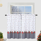 Garvee Curtains, Xmas Floral Cafe Curtains, 2 Panels Canvas Short Curtains Buffalo Plaid Christmas Kitchen Curtains Tier Half Door Window Drapes Rod Pocket Living Room Bathroom, White, 27 x 24 Inch - White Plaid Tiers