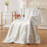 Garvee Heated Throw Blanket, 50''x60'' Fast Heating Blanket Throw, Soft Sherpa Tufted Thick Electric Blanket with 10 Heating Levels and 10 Time Settings, Machine Washable, Light Beige - Off-white