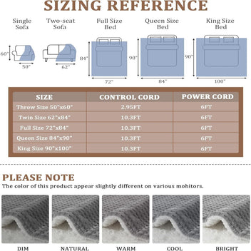 Garvee Electric Heated Blanket King Size with Dual Controllers, Fast Heating Throw with 4 Adjustable Heat Levels, Soft Waffle Embossed, Machine Washable, 90"x100" Grey