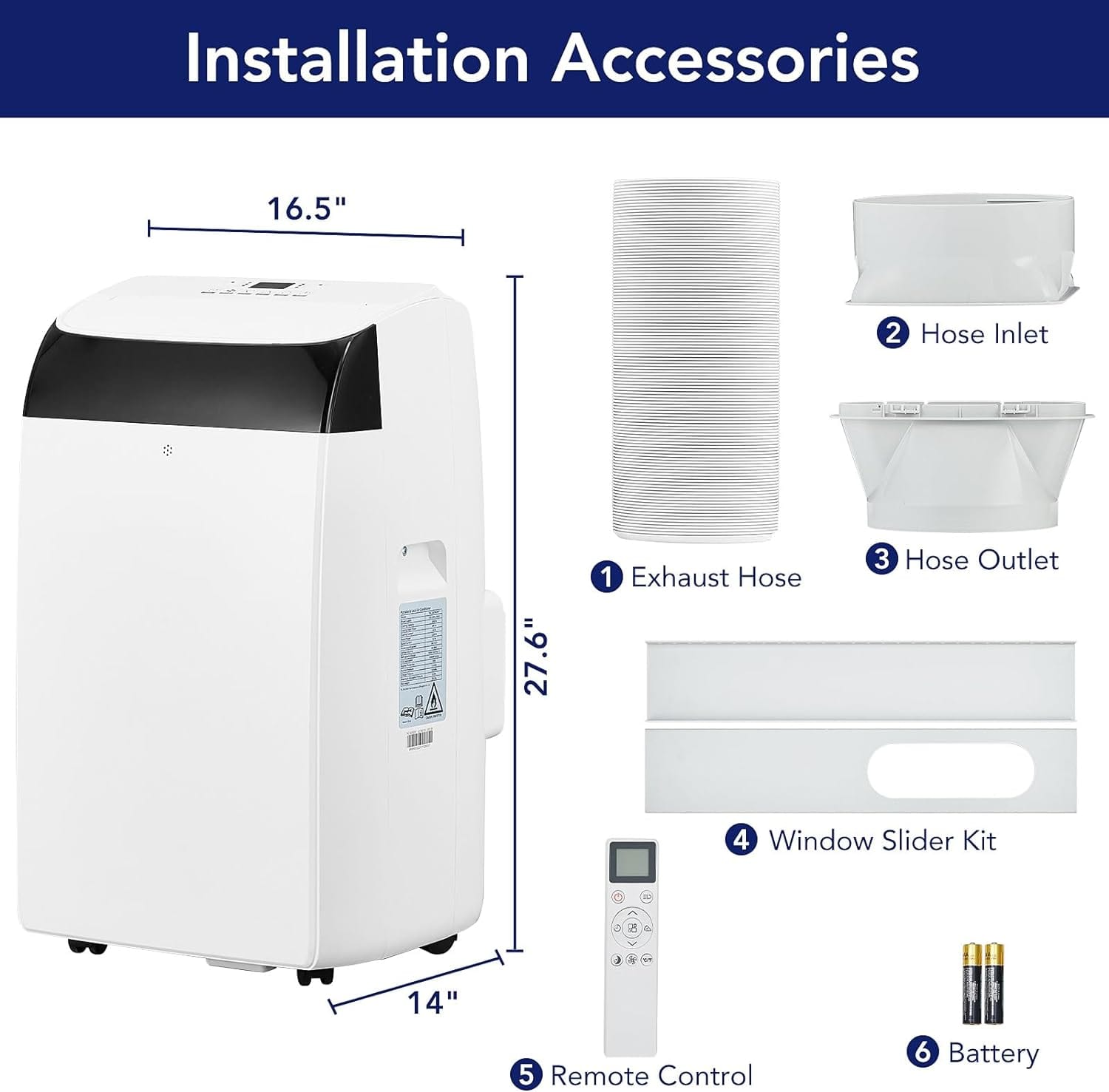 14,000 BTU Portable AC, Cools Up to 750 Sq.Ft, 3-in-1 for Home