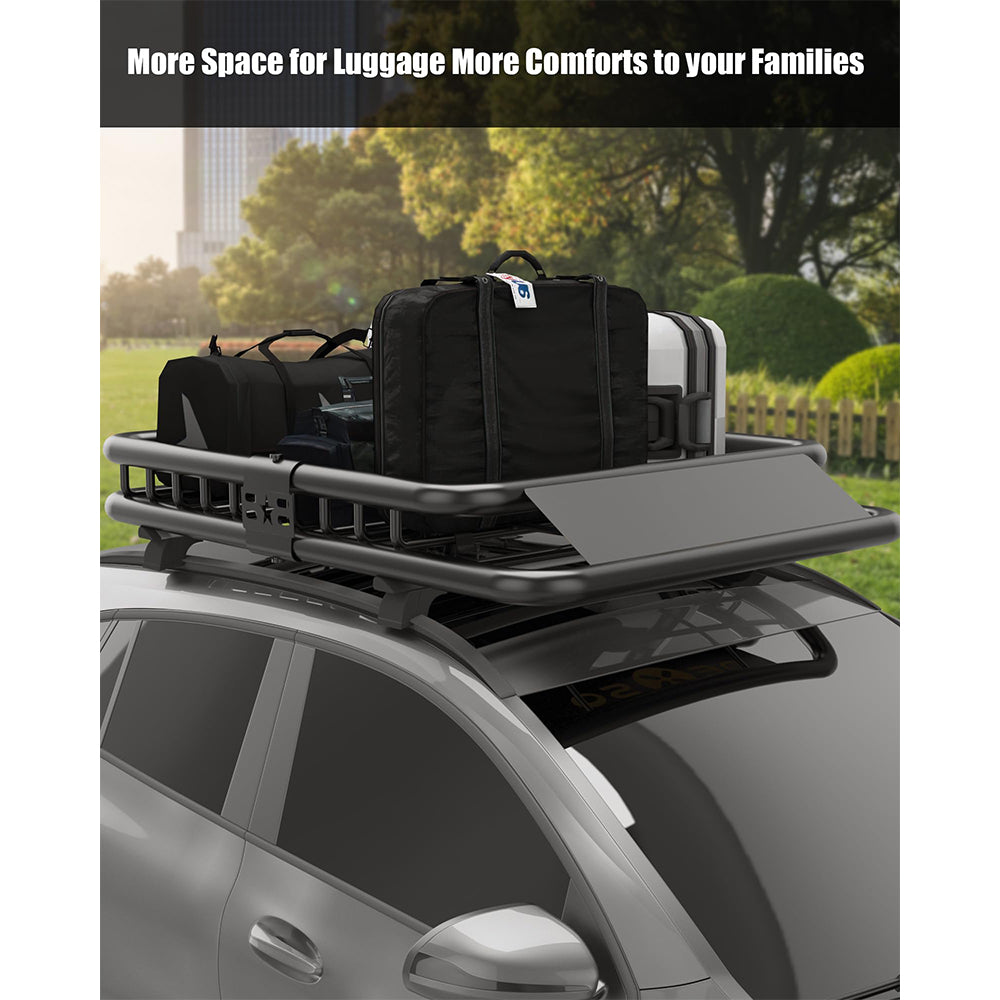 Garvee Universal Roof Rack Carrier Basket, 51"x36"x5", 200 LBS Capacity, Heavy Duty Rooftop Cargo Rack, for SUVs, Trucks, Vehicles, Balck