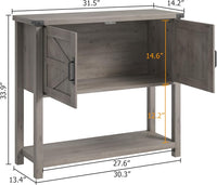 Garvee Farmhouse Console Table with 2-Door, Wood Coffee Bar Cabinet Sofa Table, Entryway Table with 2 Storage Cabinets, Farmhouse Buffet Sideboard for Kitchen, Living Room, Hallway, 32 Inch, Grey