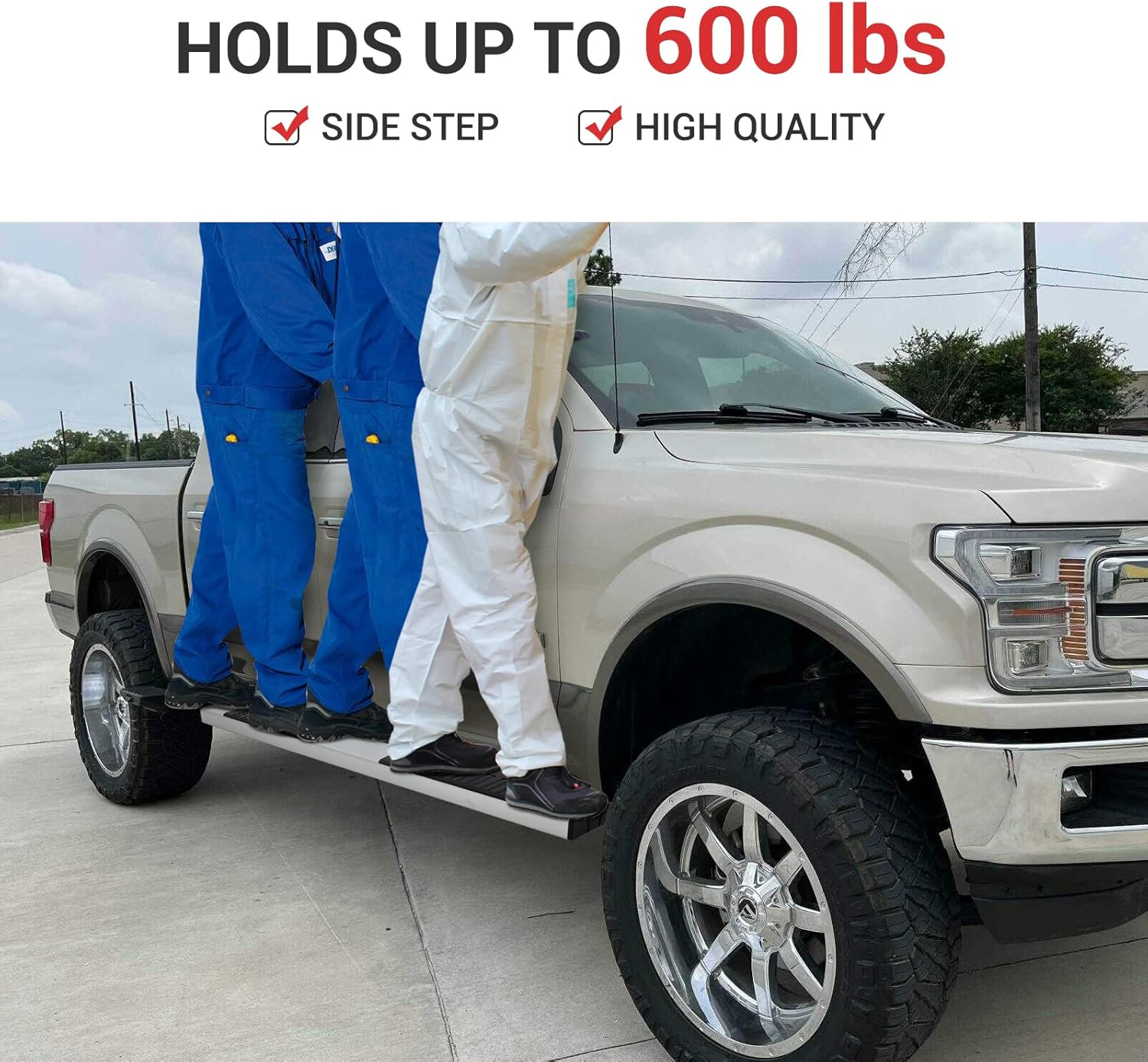 Garvee 6" Running Boards for 2007-2018 Silverado/Sierra 1500 Extended/Double Cab, 2007-2019 Silverado/Sierra 2500/3500 HD Extended/Double Cab | Black Aluminum Side Steps Nerf Bars