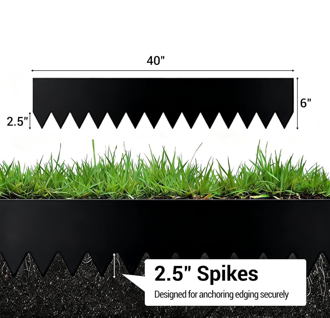 Garvee Metal Garden Edging 40" x 6" (8 Pack) – Bendable Heavy-Duty Galvanized Steel Landscape Border with Hammer-In Stakes, Rustproof for Lawn, Flower Beds & Pathways