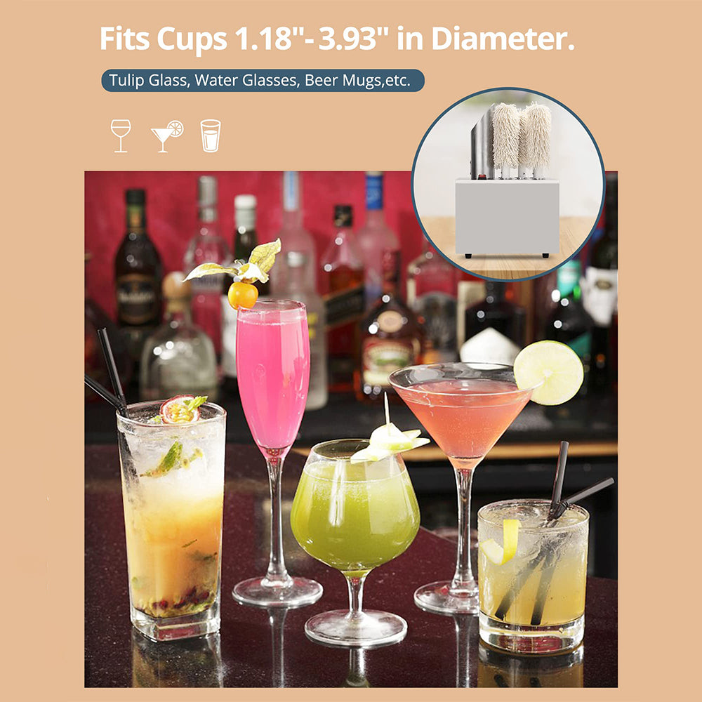 Garvee Commercial Glass Polisher, Electric Wine Glass Washer, 5 Polishing Cloths, Stainless Steel, for Bars, Restaurants, Hotels, Kitchens, Wineries Kitchen,Winery