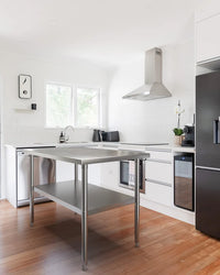 GARVEE 30"L x 24"W x 34"H Stainless Steel Work Table (No Wheels) - Heavy-Duty Food Prep Table with Casters for Commercial Kitchens and Restaurants