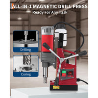 Garvee Magnetic Drill Press - 1.57" Boring Diameter, 820 RPM, 2922 lbf/13000N, 1450W Portable Magnetic Drill Kit with Adapter, Double Dovetail, Electric Drilling Machine for Home and Industry
