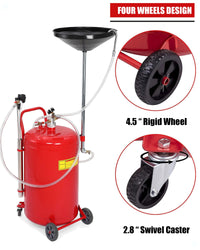 25 Gal Air-Operated Oil Drain Tank with Wheel, Red for Cars - GARVEE