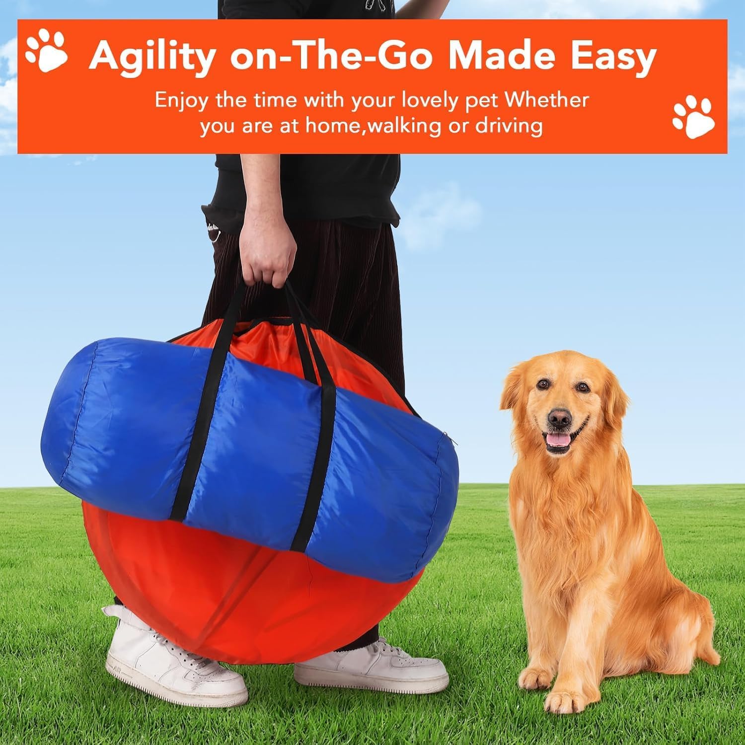 Garvee Dog Agile Course Backyard Set - Complete Obstacle Kit with Adjustable Hurdles & Tunnel - Durable ABS & Tear-Resistant Fabric - Portable Storage Bags - Indoor & Outdoor Training