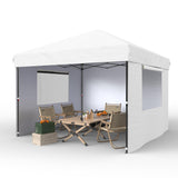 Garvee 10'x10' Commercial Pop-Up Canopy Tent – Heavy-Duty 210D Oxford, UV 50+ Waterproof, 3 Removable Sidewalls, Sandbags, White - White
