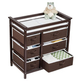 Garvee Baby Changing Table, Baby Changing Station Dresser with 6 Storage Drawers and Pad, Diaper Changing Table, Wooden Infant Diaper Changing Station Dresser for Baby Newborn Infant - Brown