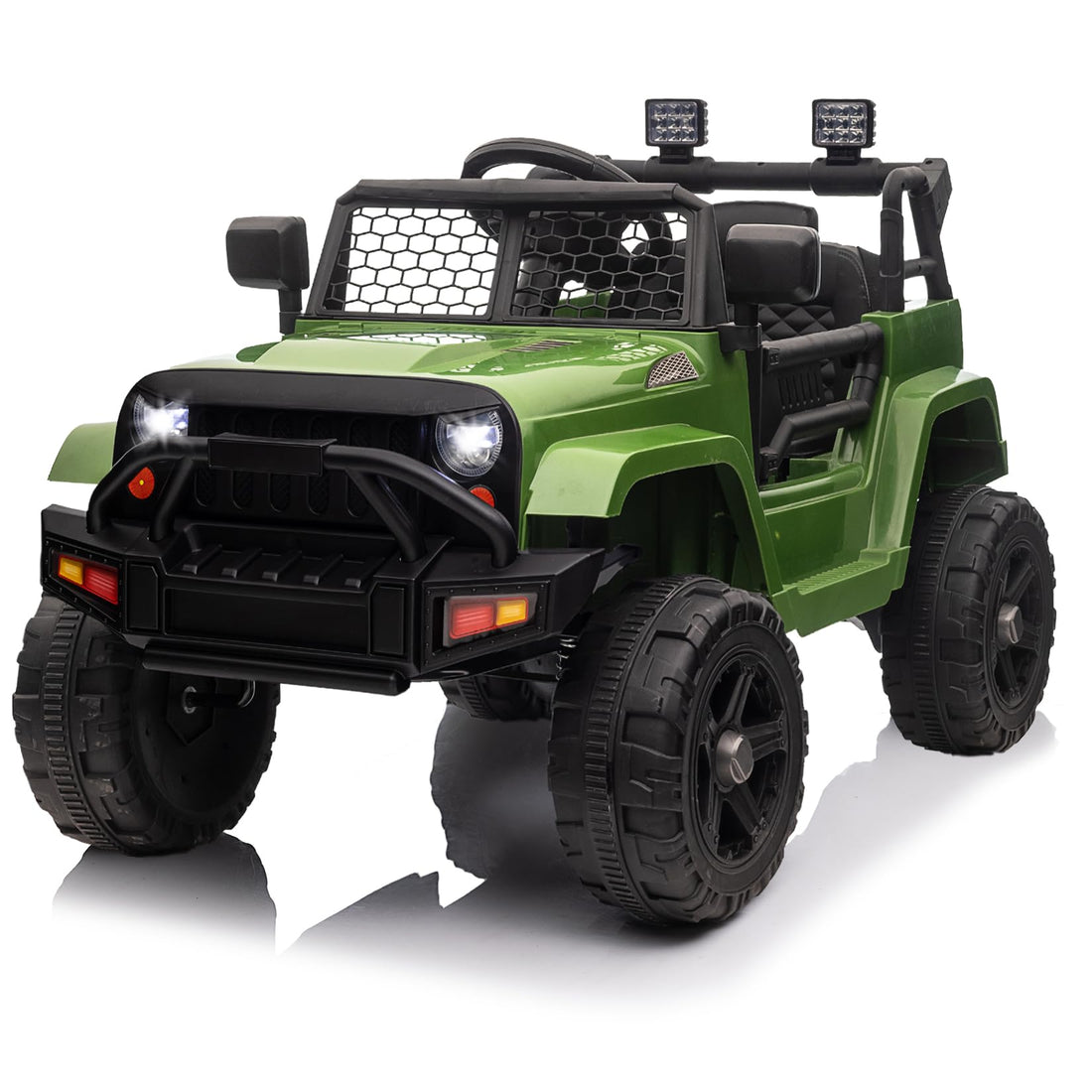 Electric Car for Kids with Remote Control, 12V Ride on Toys for 3+ Year Old, 3 Speeds Truck to Drive, Music MP3, Spring Suspension, Safety Belt, LED Lights, Double Open Doors