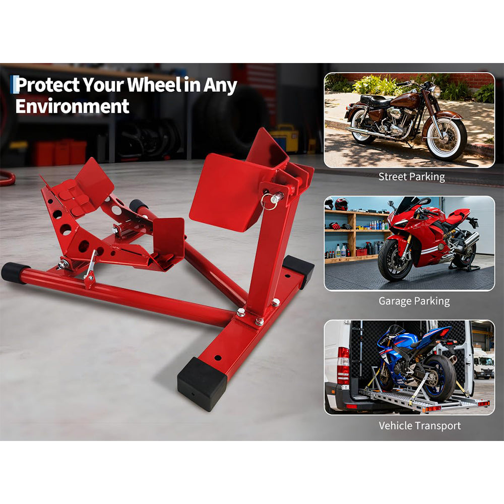 Garvee Universal Wheel Chock & Motorcycle Stand - Heavy-Duty 1500 lbs Capacity Adjustable Wheel Chock (12''-21'') for Trailers, Cruisers, Sport, and Dirt Bikes