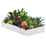 Garvee 8'x4'x1' Galvanized Rectangular Raised Garden Bed - Outdoor Metal Planter for Vegetables, Flowers & Herbs, White - White