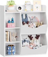 Garvee Kids 3-Tier Toy Storage Organizer, Kids Bookshelf Toy Shelf for Toys and Books, 5 Cubby Bookshelf & Toy Shelf for Kids' Room, Living Room, and Kindergarten, White