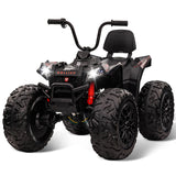 Garvee Ride - P Series: 24V Kids ATV, Ride on Car 4WD Quad Electric Vehicle, 4x80W Powerful Engine, with 7AHx2 Large Battery, Accelerator Handle, EVA Tire, Full Metal Suspension, LED Light, Bluetooth&Music - Blake - Black