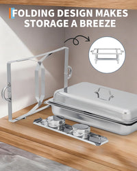 Garvee 4-Pack Stainless Steel Chafing Dish Buffet Set - 8QT Large Square Food Warmer for Catering, Weddings & Home Parties, Silver, 24.4x14x12 Inches