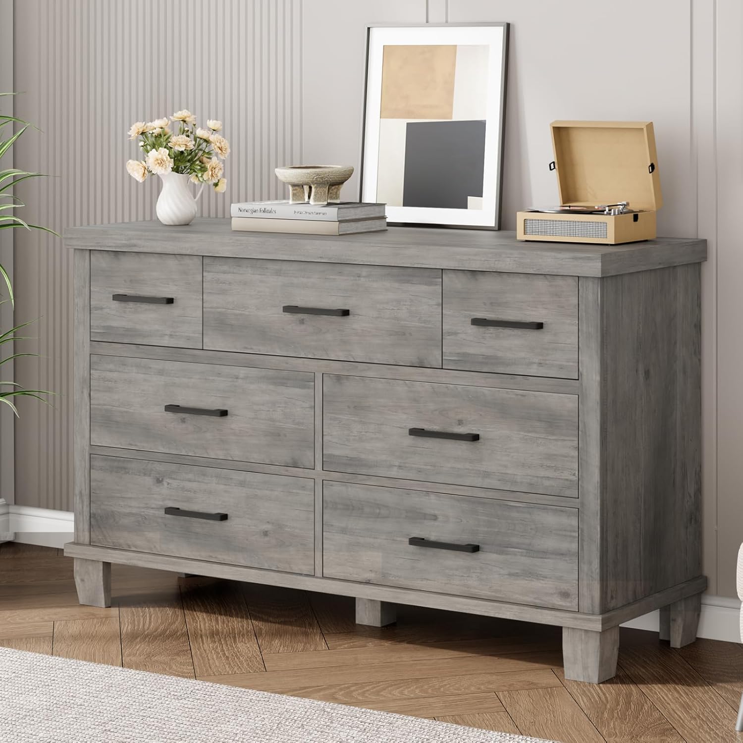 Garvee Dresser for Bedroom with 7 Drawers, Storage Chest of Drawers with Metal Handle, Wooden Dresser Organizer for Living Room,Closet,Entryway,Nursery