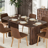 Garvee 62 Inch Large Dining Table With Grille Design For Dining Home Office Living Room, Seats 6-8, Premium Wood Finish Options - Black Walnut