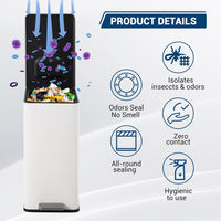 Garvee 4 Gallon Stainless Steel Step Trash Can with Removable Inner Bucket and Soft-Close Lid for Bathroom Living Room and Office, White