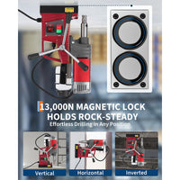 Garvee Magnetic Drill Press - 1.57" Boring Diameter, 820 RPM, 2922 lbf/13000N, 1450W Portable Magnetic Drill Kit with Adapter, Double Dovetail, Electric Drilling Machine for Home and Industry