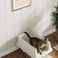 Garvee Extra Large Stainless Steel Litter Box, XLarge Open Cat Litter Box with High Sided Enclosure & Scoop & Litter Mat, Odor Free, Anti-Leakage, Metal Cat Box for Big Cats, 14"H