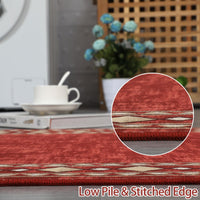 Garvee Bordered Red 4x6 Machine Washable Area Rug for Living Room Modern Bordered Area Rug, Non-Slip Stain Resistant Accent Rug Indoor Minimalist Border Floor Cover Carpet for Bedroom