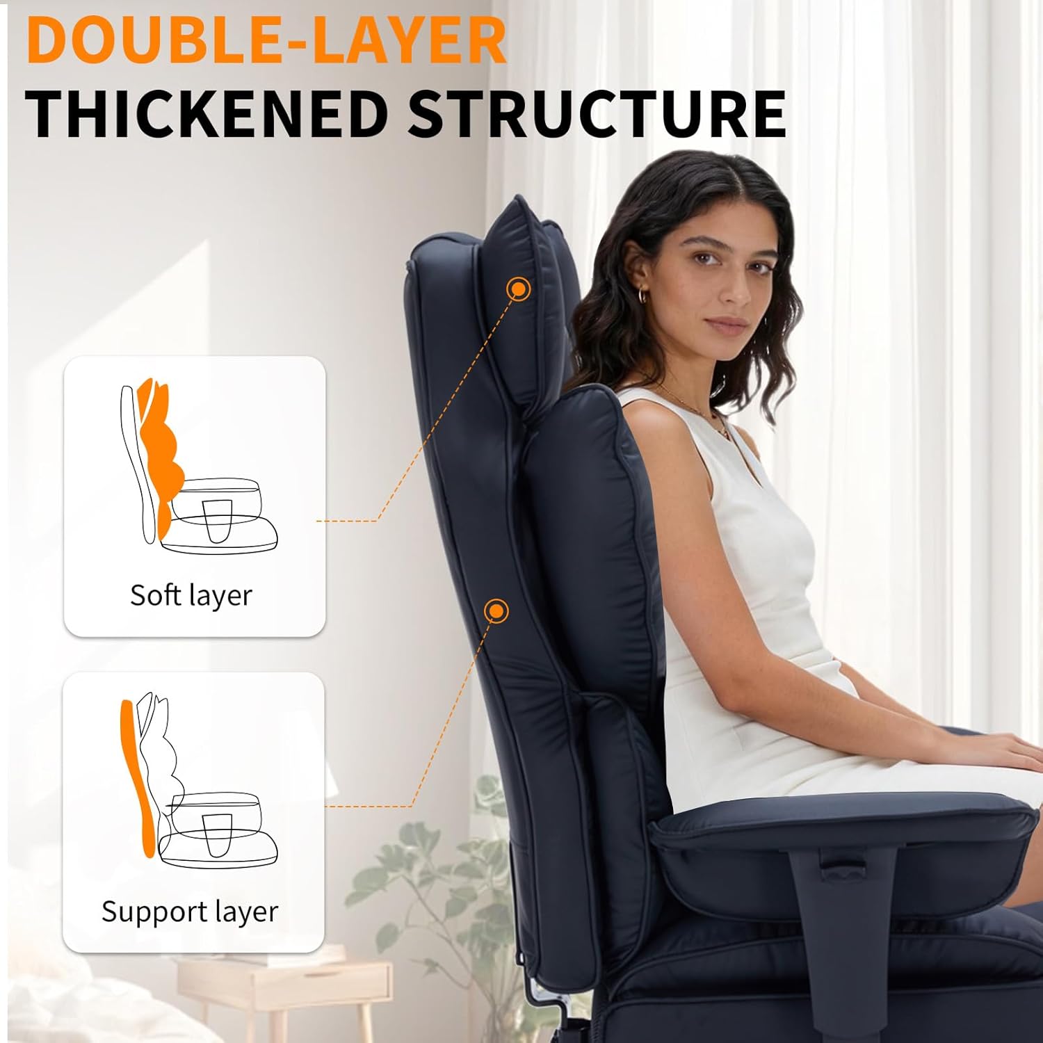 Garvee Big and Tall Computer Gaming Desk Chair, 400 LBS Capacity, Ergonomic High-Back Executive Office Chair with Footrest, Padded Adjustable Armrest, for Heavy People, Long Hours, Black