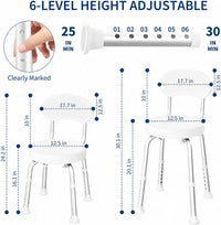 Garvee 360° Swivel Shower Chair with Backrest, Non-Slip Bathtub Chair, Height Adjustable Bath Seat for Elderly, Seniors and Disabled, Compact Shower Bench for Inside Tub or Shower, White