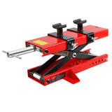 Garvee Motorcycle Scissor Lift Jack - 1100 lbs Capacity Scissor Jack with Saddle and Safety Pin, Ideal for ATVs and Dirt Bikes - Red